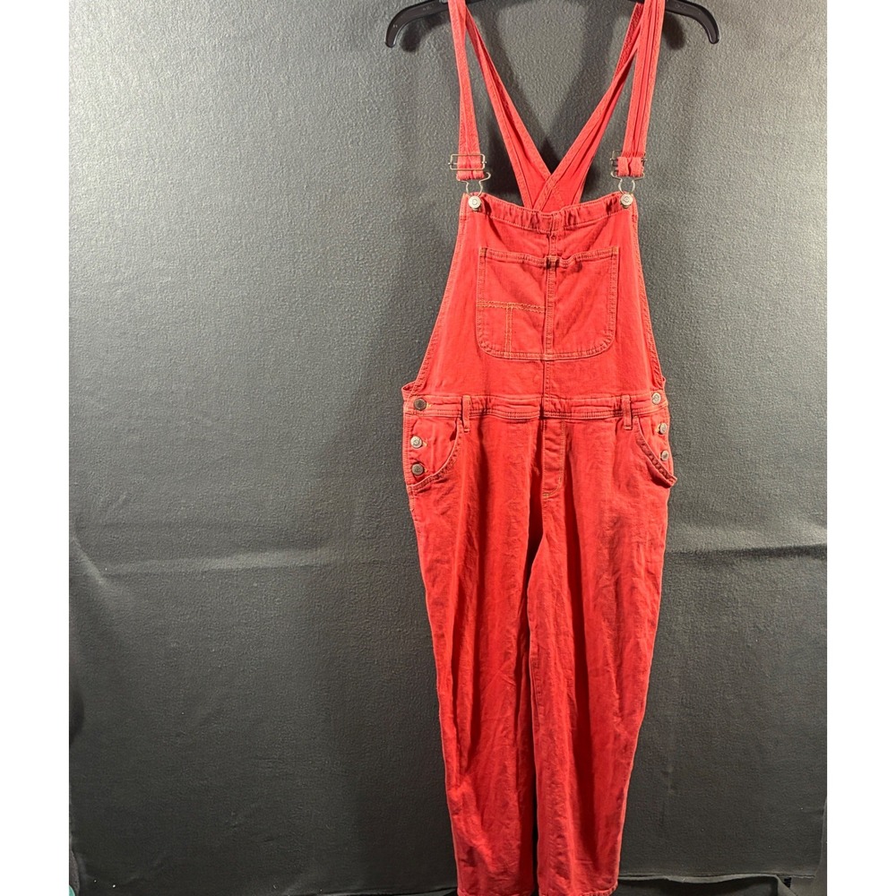 Sonoma women denim Overalls large Red Stretch Cotton Lyocell relaxed boho artsy - Picture 1 of 9
